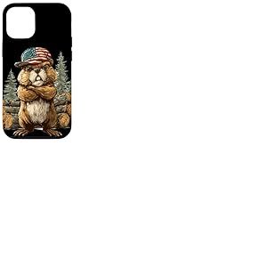 Castor Cool avec Casquette am&eacute;ricaine et for&ecirc;t pour Adultes et Enfants Coque pour iPhone 12/12 Pro