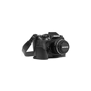 MegaGear MG1086 Etui avec Bandoulière/Accès Batterie en Cuir pour Appareil Photo Olympus Om-D E-M1 Mark II Noir