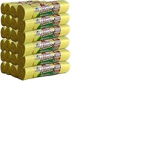 CSC - Sac Poubelle 110L avec Lacets, 240 Pièces, Sac Tri Sélectif Intérieur et Extérieur 70x110cm, Anti-Goutte et Anti-Perforation - Sacs à Déchets Grands et Résistants, 24 Rouleaux, Jaune