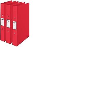 Rexel Choices, 2115730 Lot de 3 classeurs à anneaux A4, tranche de 25 mm, capacité de 190 feuilles, classeur, classeur, classeur, rouge, lot de 3