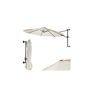 BAKAJI Parasol mural de jardin, diamètre 300 cm, parasol mural avec structure en métal, gazebo Air vent d'extérieur avec 8 ribs et couverture en polyester imperméable, beige, Modern/minimaliste