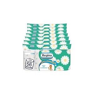 Regina Lot de 56 rouleaux de papier toilette &agrave; 3 plis &agrave; la camomille (7 x 8 paquets individuels) 150 feuilles par rouleau Doux et fiable Avec une touche de camomille Papier certifi&eacute; FSC&reg;