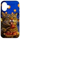 Chat Mignon Mangeant Takoyaki Festival d'hiver Japonais Coque pour iPhone 16