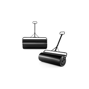 FANTASK Rouleau à Gazon, en métal, 113 l, avec poignée, diamètre : 40 cm, remplissable d'eau et de Sable, pour Charges Lourdes, Noir