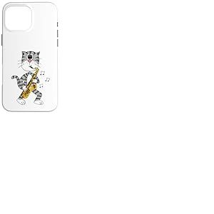 Chat Jouant du Saxophone, saxophoniste Musicien de Jazz Coque pour iPhone 16 Pro Max