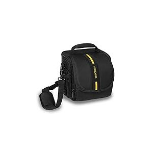 PEDEA Sacoche pour Appareil Photo *Essex* Sac Photo pour Appareil Photo Reflex avec Protection Contre la Pluie, bandoulière et Compartiments pour Accessoires, Taille M Noir/Jaune