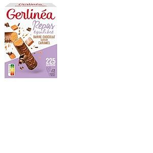 Gerlinéa - Barres Repas Chocolat Saveur Caramel - Substitut de Repas Complet et Rapide - Contient 12 barres (soit 6 repas) - 204974