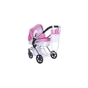 Poussette Roma Stephanie Sparkle pour poupées de 3 à 9 Ans, Poussette Rose 2 en 1 avec siège ou nacelle, Pliable pour poupée de 40 cm, idéale pour Les bébés reborns.