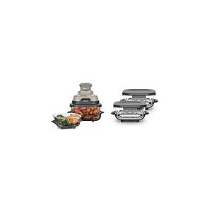 NINJA CRISPi Air Fryer Design Compact, 2 Capacités Interchangeables en Verre avec Couvercles, FN101EUSTGD + Ninja CRISPi 2 boites en verre sous vide TempWare plats XSKLIDPLT2EUUK