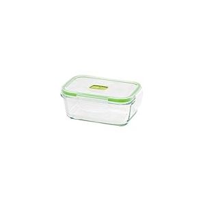 giostyle GIO'STYLE Conteneur alimentaire en verre – 0,8 L – Fermeture hermétique – Rectangulaire – Fabriqué en Italie – Convient pour réfrigérateur, congélateur, micro-ondes – Ligne 2 en 1 verre
