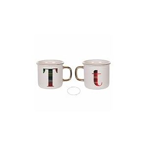 Villa d&rsquo;Este Home Tivoli Tasse 300 ml en nouvelle porcelaine osseuse, tartan, monogram T