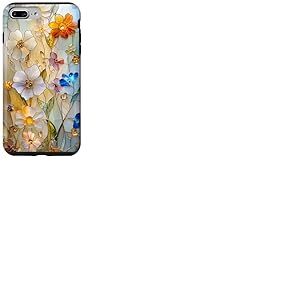 Fleurs Sauvages colorées colorées Boho Vintage Fleurs Coque pour iPhone 7 Plus/8 Plus