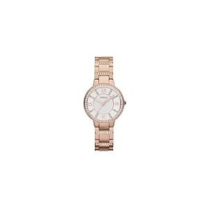 Fossil Montre pour femmes Virginia, mouvement &agrave; quartz, bo&icirc;tier en acier inoxydable or rose de 30 mm avec bracelet en acier inoxydable, ES3284