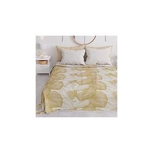 PETTI Artigiani Italiani - Couvre-Lit 160x250 cm Microfibre, Printemps Été, Parure de Lit Légère Double, Draps Une Personne Et Demie, Tropical Beige, 100% Fabriqué en Italie