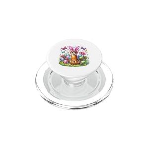 Joyeuses Pâques mignons lapin abyssinien chat panier d'oeufs PopSockets PopGrip pour MagSafe