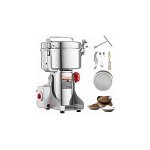 VEVOR Moulin à Épices Électrique 2500 g, Broyeur à Grains Commercial 3400 W à Haute Vitesse, Moulin à Farine en Acier Inoxydable, Type Oscillant, pour Moudre Rapidement Céréales Épices Herbes Cafés