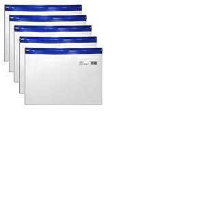 Snopake Lot de 5 pochettes zippées "S" Transparent/bleu Format A5 255 x190 mm