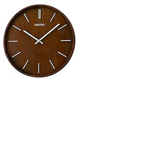 Seiko Maddox QXA765BLH Horloge Murale en Bois plaqu&eacute; fr&ecirc;ne avec Chiffres 3D, 33 cm de diam&egrave;tre, sans Couvercle