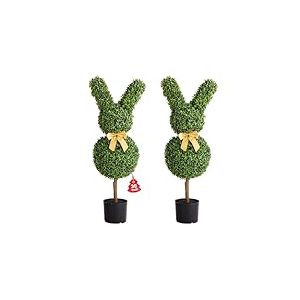 VEVOR Buis Topiaire Artificiel Ext&eacute;rieur Lapin, Lot de 2 Fausses Plantes 914 mm, Arbre Artificiel Aspect R&eacute;aliste pour D&eacute;coration Ext&eacute;rieur Int&eacute;rieur, Porche, Terrasse, Jardin, Balcon, Arri&egrave;re-Cour