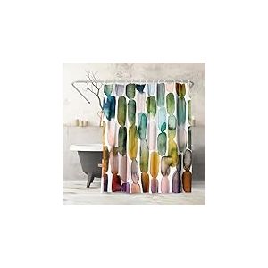 Americanflat Rideau de Douche 180x188 cm - Rideau Douche 100% Polyester - Rideau Salle de Bain R&eacute;sistant &agrave; l'Eau avec &OElig;illets en M&eacute;tal et 12 Crochets Plastiques Durables - Ovale Bleu