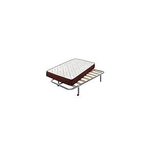 Cama express Matelas Viscosoft Ergos + Sommier Hades avec 4 Pieds carrés, Dimensions : 105 x 190 cm