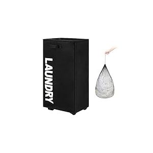 TOTANKI Grand panier à linge Pro 29" avec poignée et roulettes, panier à linge pliable, trieur et organisateur de linge pliable, grand panier de rangement (Noir, Pro 29")