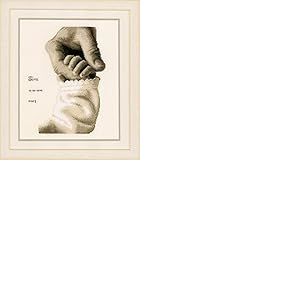 Vervaco Point De Croix Compt&eacute; Kit DIY Cadeau Bebe Naissance Personnalis&eacute; BONHEUR DE B&Eacute;B&Eacute; Tableau Complet Kit De Broderie Loisir Cr&eacute;atif Maison D&eacute;coration ca. 18 x 24 cm Cross Stitch