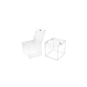 TUKA-i-AKUT 2X Boîte de Dons en Acrylique 30x30x30cm, Verrouillable Boîte de Promotion Boîte d'Action avec Serrure, Urne Billets Boîte de Jeu, Cube Boîte de Dépôt, Transparente TKD8260-30cm-2X