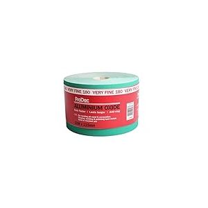 ProDec Rouleau de 50 m de papier abrasif verte, oxyde d&rsquo;aluminium, grain 180 tr&egrave;s fin pour poncer bois, peinture, joints, m&eacute;tal et plus, papier abrasif compatible avec les ponceuses &eacute;lectriques