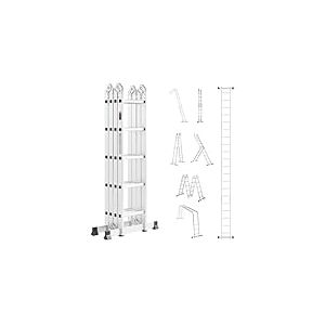 VEVOR Échelle Pliante Polyvalente 7 en 1 Escabeau Télescopique Réglable avec Barre Équilibre, Hauteur de Portée 5,75 m, Charge 150 kg, Échelle Multifonction Cadre A 5 Marches, pour Extérieur Intérieur