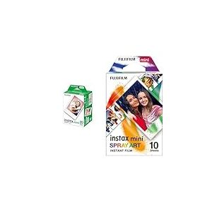 Fujifilm instax - Twin Films pour Mini - 86 x 54 mm - 20 Count (Pack of 1) & Fujifilm instax Mini Film Spray Art Border, 10 Shot Pack Multicolore