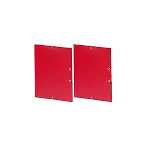 Viquel - Chemise 3 rabats en polypropyl&egrave;ne - Pochette fermeture &agrave; &eacute;lastique - Format A4 - Fabriqu&eacute; en France - Rouge (Lot de 2)