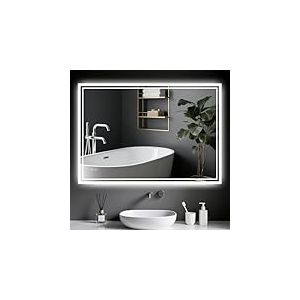 Ambienden Miroir LED De Salle De Bain 70 X 100 cm &bull; Anti-Bu&eacute;E &ndash; 2 Couleurs Dimmable &ndash; Double Interrupteur Tactile & M&eacute;Moire Fonction&ndash; Installation Horizontale/Verticale