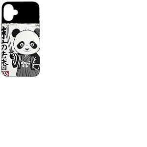 Samurai Panda 未の志香 Calligraphie Japonaise Kawaii Animal Coque pour iPhone 16 Plus