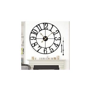 Grande horloge murale pour d&eacute;coration de salon &ndash; 40,6 cm &ndash; Horloge murale silencieuse sans tic-tac &agrave; piles &ndash; Horloge murale vintage r&eacute;tro d&eacute;corative moderne en m&eacute;tal pour chambre &agrave; coucher, cuisine,