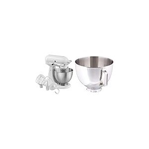 Kitchenaid 5K45SSEWH S&eacute;rie "Classic" Robot Mixeur Multifonctions Blanc & 5K45SBWH Accessoires Robot Bol avec Poign&eacute;e 4,30 L