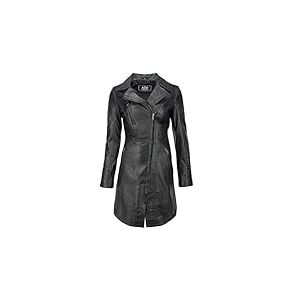 URBAN 5884 Janice Ladies | Blouson en Cuir pour Femme | Élégante Veste en Peau d'agneau Douce, Modèle Long | Noir | XL