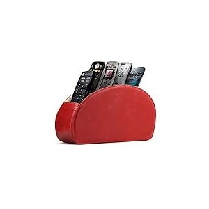 Londo Range Télécommandes à 5 Compartiments - DVD, Blu-Ray, TV, Chaîne Hi-FI, Roku ou Apple TV - Cuir avec Doublure Suédée - Faible Encombrement pour Séjour ou Chambre (Rouge)