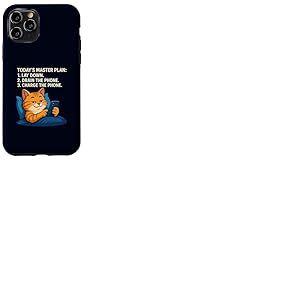 Plan Directeur d'aujourd'Hui Lay Drain Charge Phone Cat Meme Coque pour iPhone 11 Pro