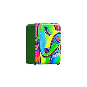 HCK Réfrigérateur-Congélateur Rétro de 107 Litres, Réfrigérateur Compact Autonome avec Peinture Artistique, Thermostat Réglable : Réfrigérateur de 0 à 10°C et Congélateur Supérieur de -25 à -15°C pour