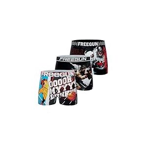 FREEGUN Boxer Enfant Sport, Cale&ccedil;on Gar&ccedil;on Originale, Ultra-Doux et Respirant (Lot de 3), Rouge Taille 12 ans/14 Ans