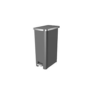 EKO Hana Poubelle de cuisine à pédale avec roulettes intégrées pour cuisine et usage domestique, 30 l, gris