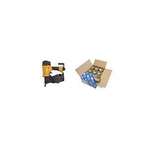 BLACK+DECKER BOSTITCH N66C-2-E Cloueur pneumatique à rouleaux spécial bardage & Tacwise 0429 Clous en Rouleau à Tête Plate de Type 2,7/64 mm, Pointe en Diamant, Tige Annelée et Finition en Acier