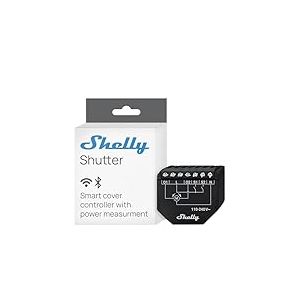 Shelly Shutter - Module interrupteur volet roulant connect&eacute;, 110-240 V 4A, Commande &agrave; distance rideaux, stores, auvents, Mesure consommation, Horaires, Compatible Alexa, Google Home, SmartThings