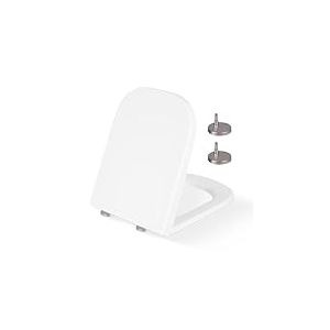 CUQOO Abattant de toilette carré à fermeture douce – Siège de toilette robuste de qualité supérieure avec dégagement rapide, installation facile avec deux options de fixation sur le dessus et