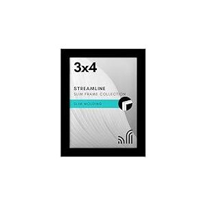 Americanflat Cadre photo noir de 7,6 x 10,2 cm – Cadre photo fin avec verre résistant aux chocs, matériel de suspension et chevalet pour formats d'affichage horizontal et vertical pour mur et table