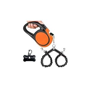 Laisse Extensible à Double tête pour Chien de Petite Race (jusqu'à 50 kg chacune) – Laisse Extensible à Double tête de 4,9 m avec Sacs à déjections, Corde élastique réfléchissante – Contrôle à Une