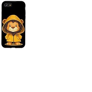 Aventure des jours de pluie avec ce lion amusant en imperméable Coque pour iPhone SE (2020) / 7 / 8
