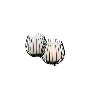 Boltze Photophore Laval (2 pièces, Noir, Verre, Fer, Hauteur 12 cm, Design Moderne, décoration de Jardin, décoration de Table, photophore en Verre) 1018022