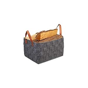 relaxdays Panier de Rangement Feutre, Pliable, boîte pour Rangement avec anses, HxlxP 26 x 40 x 30 cm, Gris foncé.